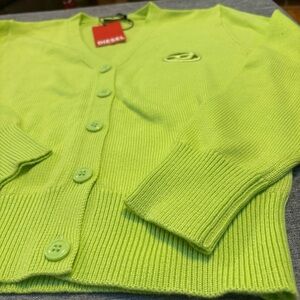 Diesel m-alima Lime Green button up Cardigan, Size Small